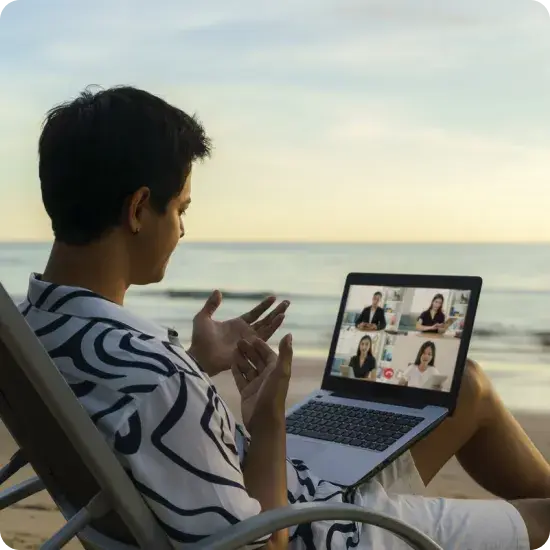 Man working on the beach